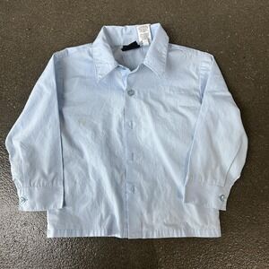 TFW Dress Shirt Boys 4T Blue Long Sleeve Button Front Collared Basic Formal